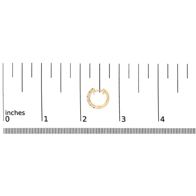 Early 21st Century 10K Yellow Gold Alternating Blue Sapphire 1/10 Cttw Diamond Huggy Hoop Earrings (I-J Color, I1-I2 Clarity) For Sale - Image 5 of 5