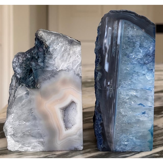 Vintage Natural Agate Book Ends Made in Brazil - a Pair For Sale - Image 4 of 12