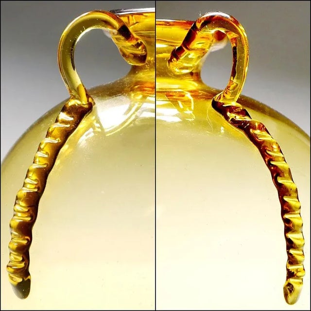 Mid-Century Modern 1920s Zecchin Cappellin Soffiati Italian Studio Art Glass Orb Vase For Sale - Image 3 of 12