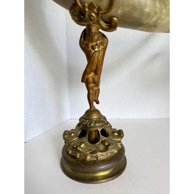 Late 19th Century Pair of 19th C. Brass and Horn Cherub Trophy Beer Steins Mantel Cornucopias For Sale - Image 5 of 12