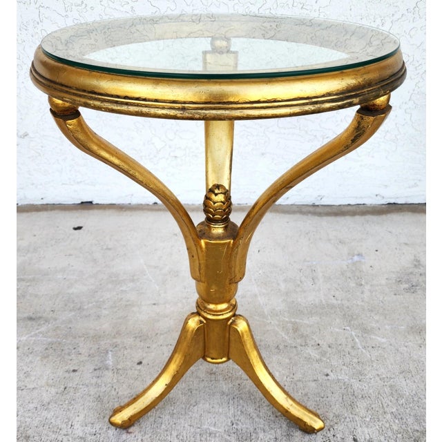 Wood Mid Century Giltwood Side Center Table For Sale - Image 7 of 10