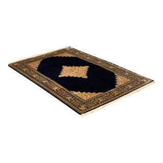 4ft × 6ft 6in Hand Knotted Silk Kashmiri Rug For Sale