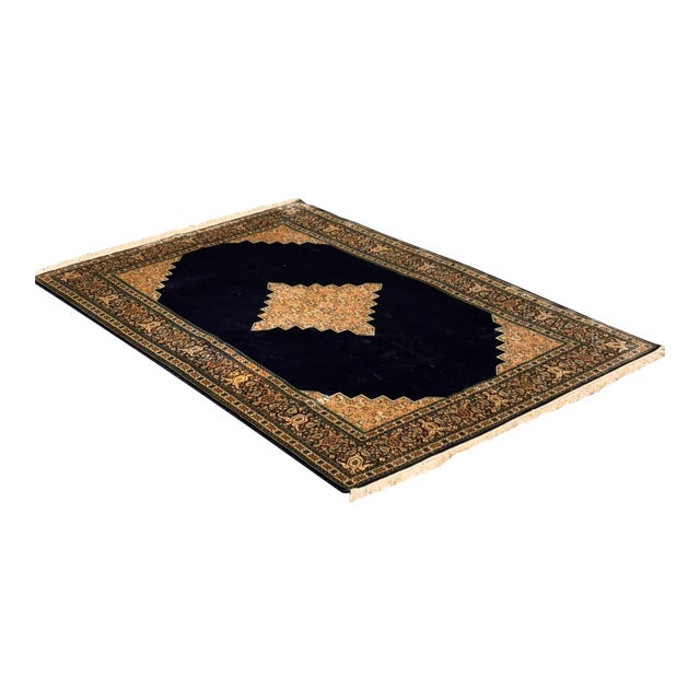 4ft × 6ft 6in Hand Knotted Silk Kashmiri Rug For Sale