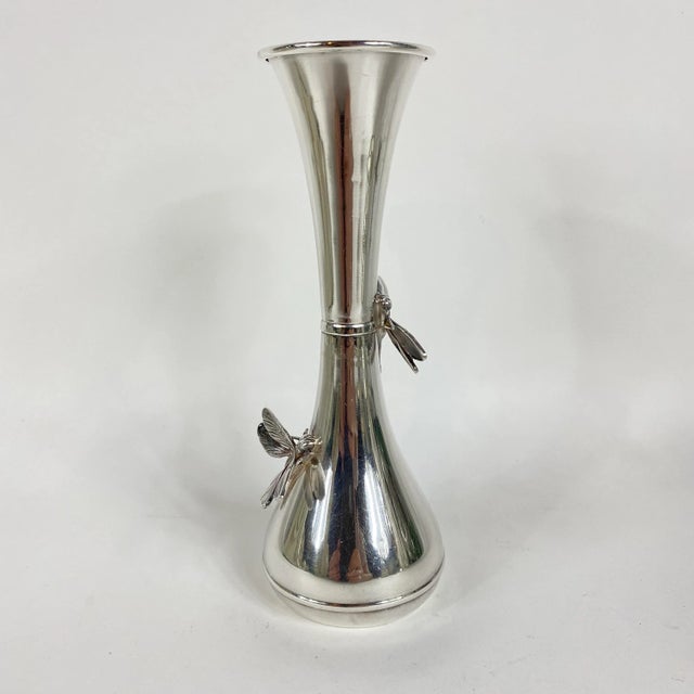 Rare Italian Sterling Silver Bud Vase With Insects by Renato Raddi. Florence, Italy - signed