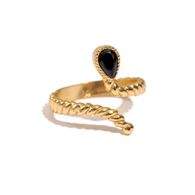 Midnight Teardrop Black Onyx Gold Adjustable Ring For Sale - Image 11 of 11
