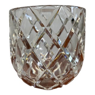 Late 20th Century Riedel for Tiffany & Co Crystal Cut Vase, Large Diamond Weave Pattern For Sale