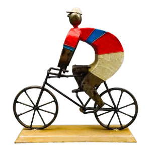 Mid 20th Century Manuel Felguerez Mexican Large Cyclist Bicycle Rider Metal Art Sculpture