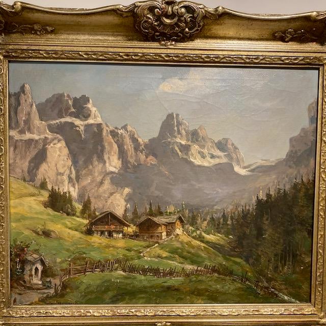 Willy Weinbarth (1880s-1950s) German Artist Late Romantic Realism The "Heimat" Theme Oil Painting of the Dolomites Size:...