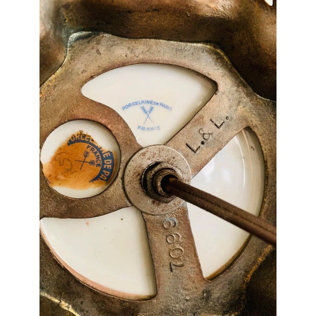 Porcelaine de Paris Antique Table Lamp Porcelain Bronze Chinoiserie For Sale - Image 4 of 12