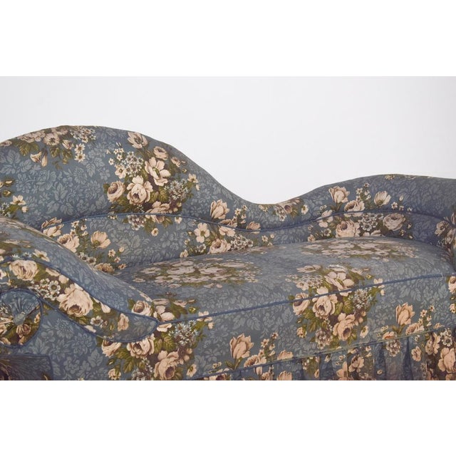 Vintage Chaise Lounge in Blue Flowery Fabric, 1920s For Sale - Image 12 of 13