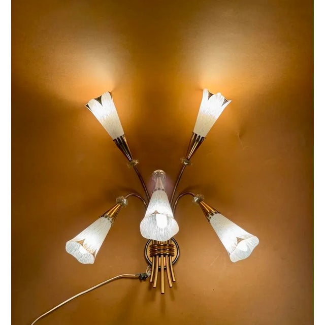 Mid-Century Modern Vintage French Wall Lamps from Maison Arlus, 1950s, Set of 5 For Sale - Image 3 of 17