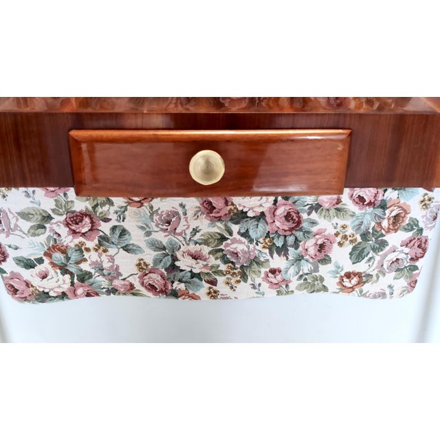 Vintage Italian Console Table in Ebonized Beech and Rose-Patterned Fabric, 1950s For Sale - Image 10 of 11
