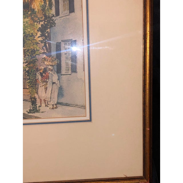 Wood Vintage Virginia Fouché Bolton Signed "April in Charleston" Print (1981) For Sale - Image 7 of 12