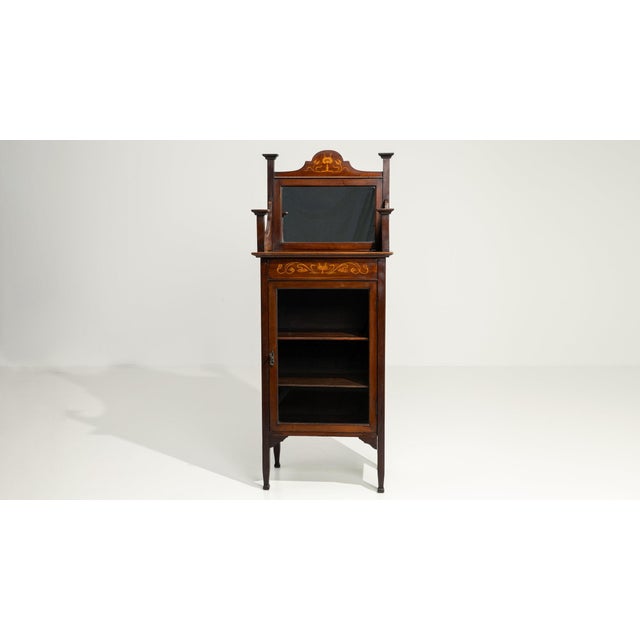 Brown 19th Century France Edwardian Brown Wood Display Cabinet For Sale - Image 8 of 11