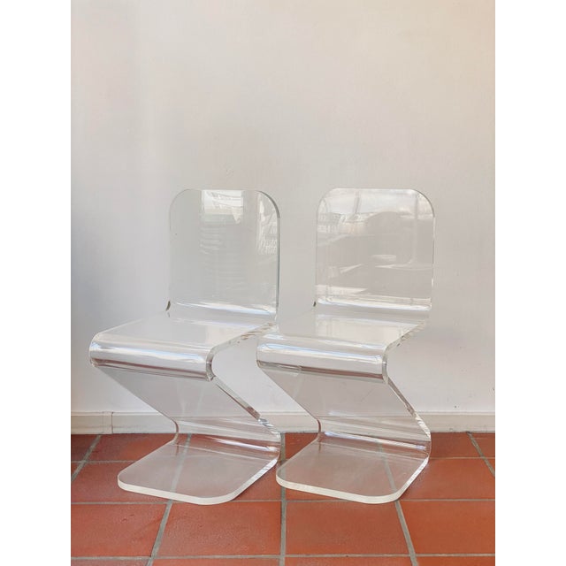 Acrylic Glass Zig Zag Chairs, Set of 2 For Sale - Image 18 of 18