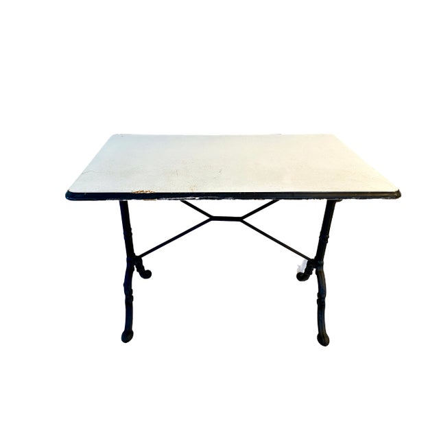 Vintage European Porcelain Top Bistro Table For Sale - Image 9 of 9