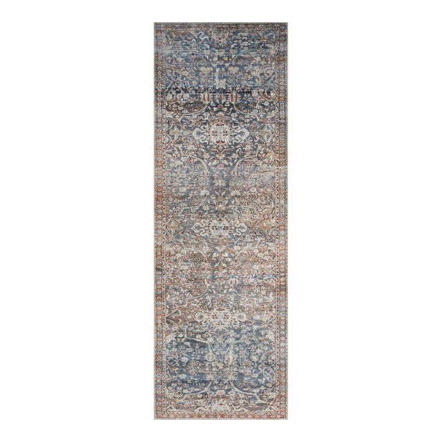 Chris Loves Julia x Loloi Jules Denim / Spice 2'-6" x 9'-6" Runner Rug For Sale
