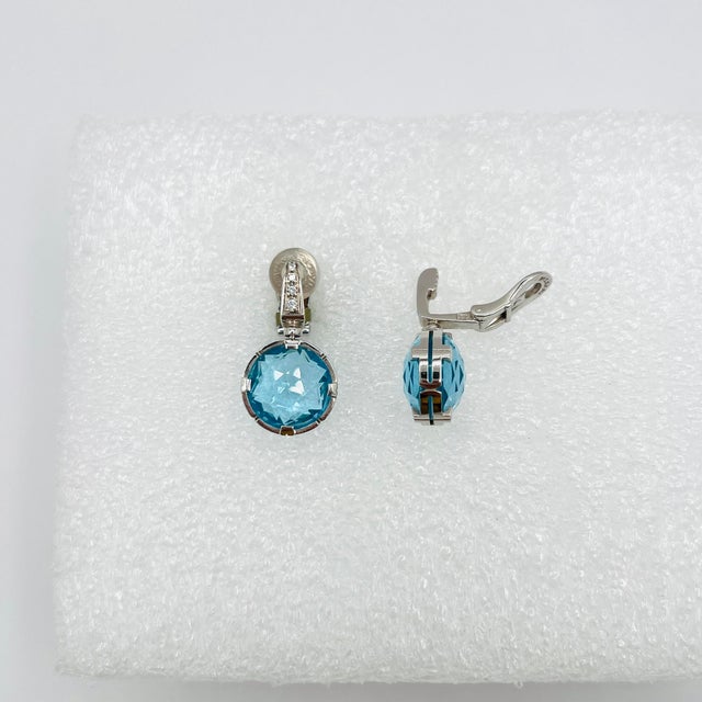 Estate Bulgari Round Blue Topaz Serpenti Dangle Earrings in 18k White Gold, A Pair For Sale In Los Angeles - Image 6 of 9