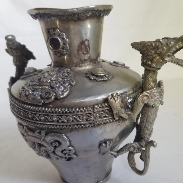 Asian Antique Late 19th Century Pewter Dragon Vase For Sale - Image 3 of 9