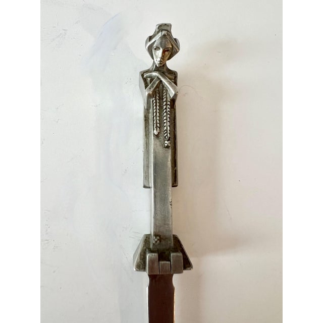 Art Deco Deco Style Modernist Silver Female Figure Letter Opener For Sale - Image 3 of 9