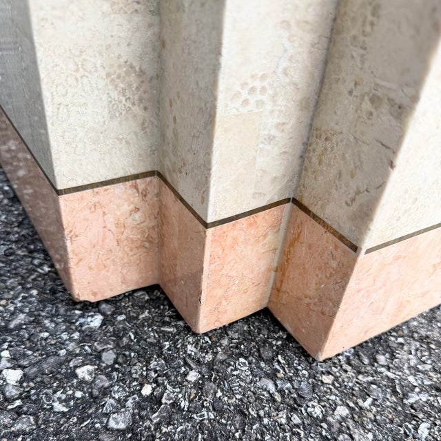 1980s Postmodern Beige and Pink Tessellated Stone Table Base/Pedestal For Sale - Image 5 of 5