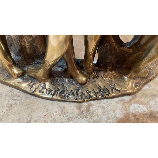 Late 20th Century Signed Marshak 4/20 "Boy Meets Girl" Figural Bronze Sculpture For Sale - Image 11 of 11