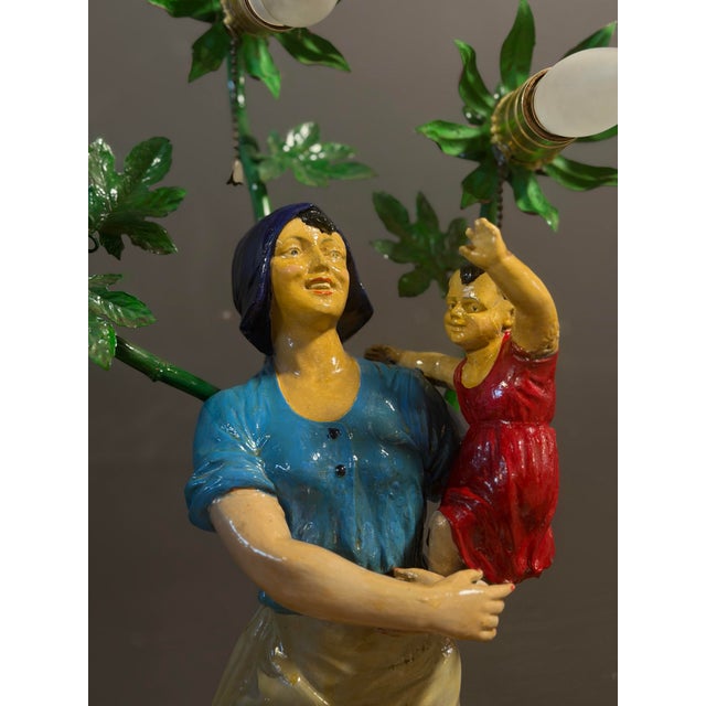Ceramic Early 20th Century German Ceramic Woman and Child Accent Lamp For Sale - Image 7 of 8