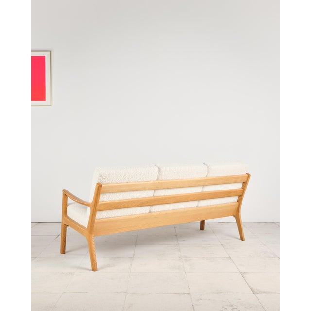 1970s Mid-Century Danish Three-Seater Sofa in Oak with Bouclé Cover by Ole Wanscher for France & Son, 1950s For Sale - Image 5 of 18