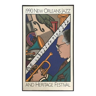 1990 Official Framed Poster for the New Orleans Jazz and Heritage Festival For Sale