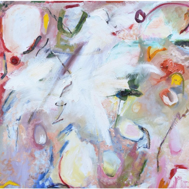 Large Contemporary Pink Abstract Expressionist Oil on Canvas Painting