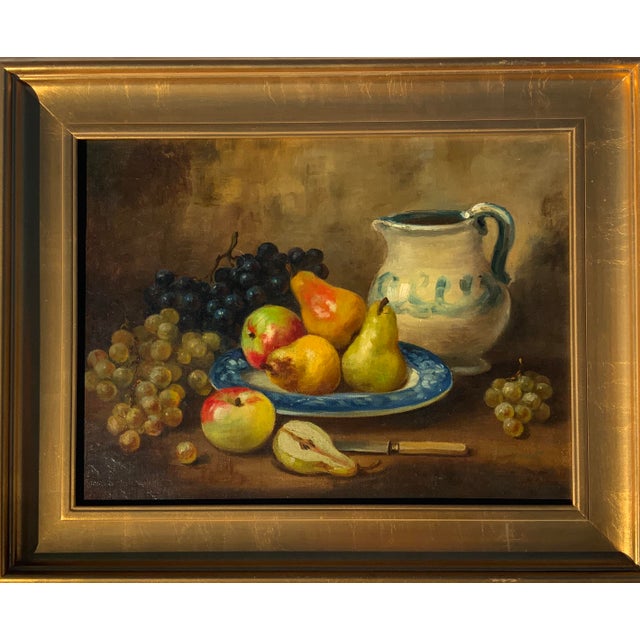 This impressive still life features a delectable assortment of fruit. Using a lovely color palette, the artist has...
