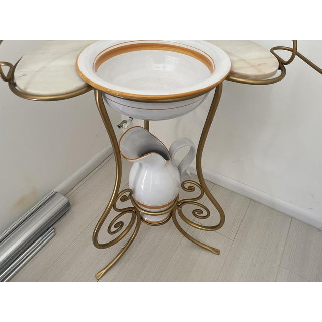 Italian Marble Washing Table with Mirror, 1980s For Sale - Image 6 of 12