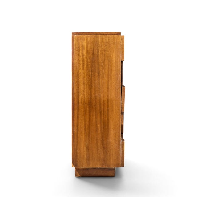 Lane Furniture Lane Staccato Brutalist Mid Century Walnut Highboy Dresser For Sale - Image 4 of 8