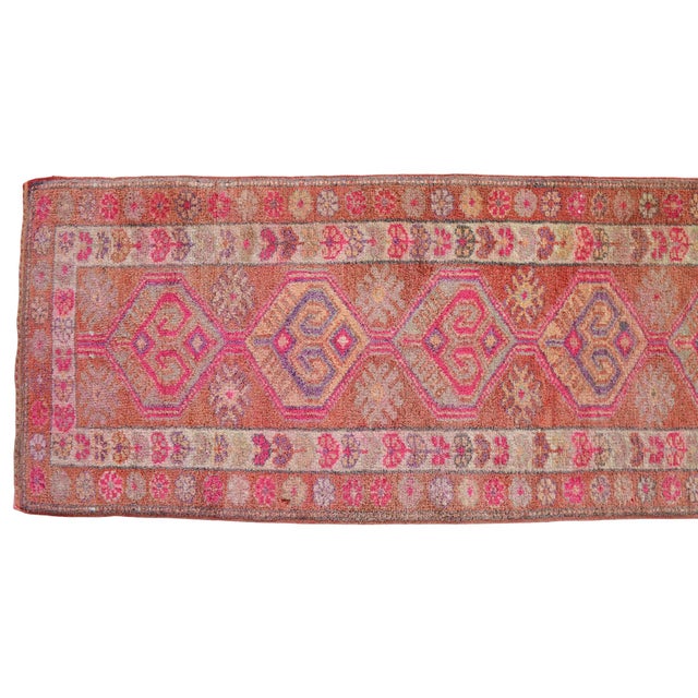 Hand-Knotted Turkish Runner Rug. Extra Long Hallway Rug Stair Runner - 2′7″ × 16′ For Sale - Image 10 of 15