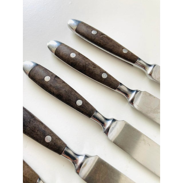 Vintage Washington Forge Grenoble Brown Handle Dinner Knives- Set of 8 For Sale - Image 4 of 6