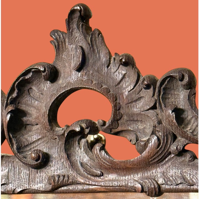Mid 18th Century Small Antique 1740's French Rococo Hand-Carved Wood Mirror For Sale - Image 5 of 11
