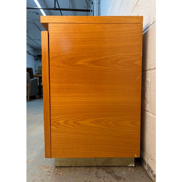 Wood Vintage Bohemian Bamboo and Brass Dresser and Mirror Set For Sale - Image 7 of 17