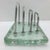 Italian desk set in the style of Fontana Arte, very heavy verde nilo glass, made in 1950s, there is a small chip in one...