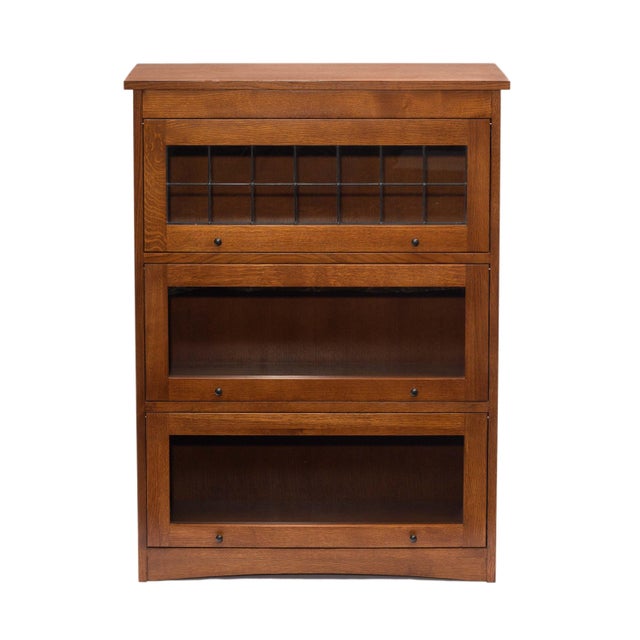 Mission Craftsman Style Oak Barrister Bookcase - 3 Stack - Micheal Cherry For Sale - Image 9 of 11