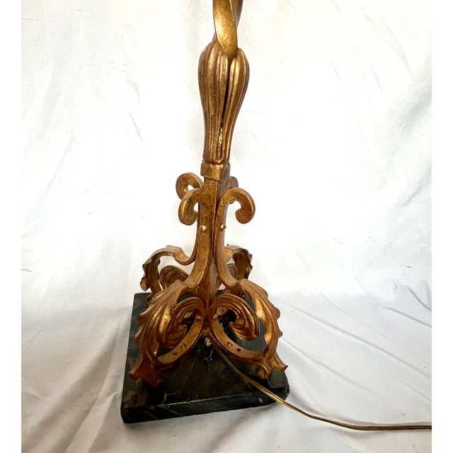 Vintage Gilt Bronze Floor Lamp W/Marble Base For Sale - Image 10 of 13