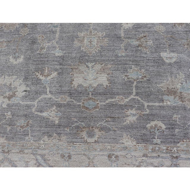 Turkish Angora Oushak Rug in Smoky Gray With Ivory, Taupe, & Soft Blue 8'2 X 9'8 For Sale - Image 11 of 13