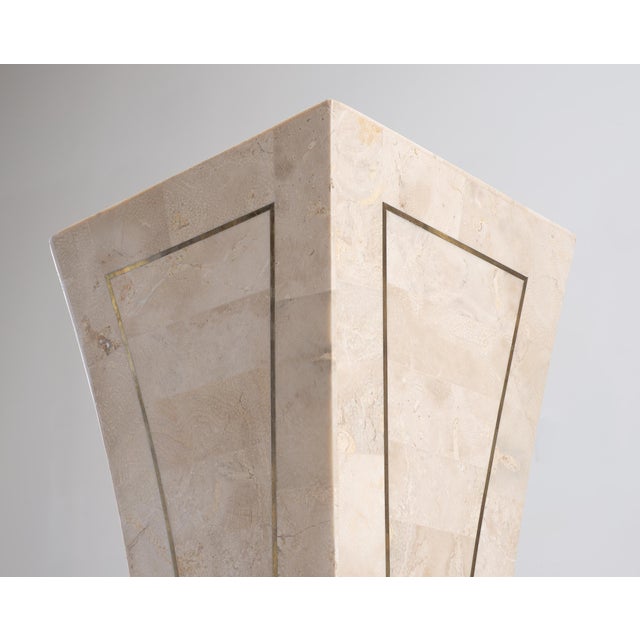 Metal Tessellated Stone Brass Pedestal Stand Maitland Smith Style For Sale - Image 7 of 18