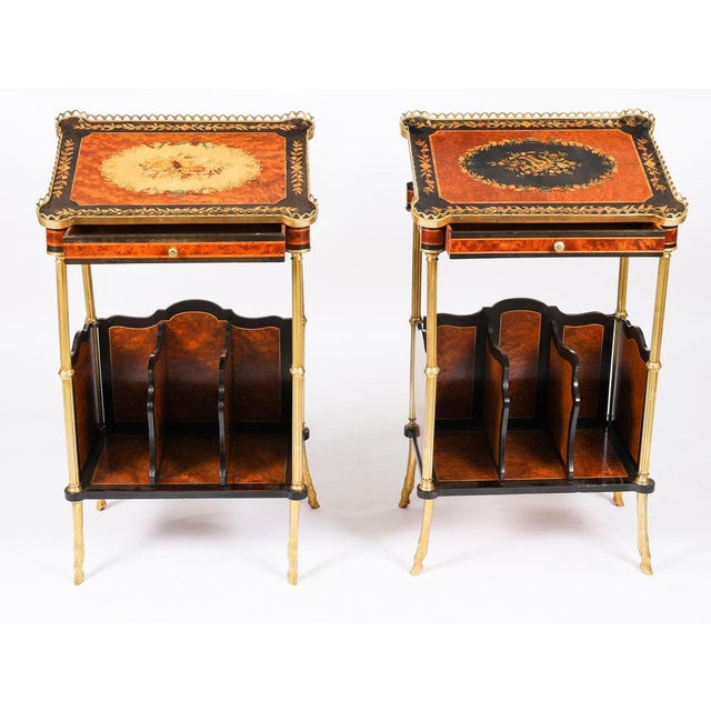 Antique French Ormolu Mounted Occasional Side Tables, 1800s, Set of 2 For Sale - Image 3 of 18