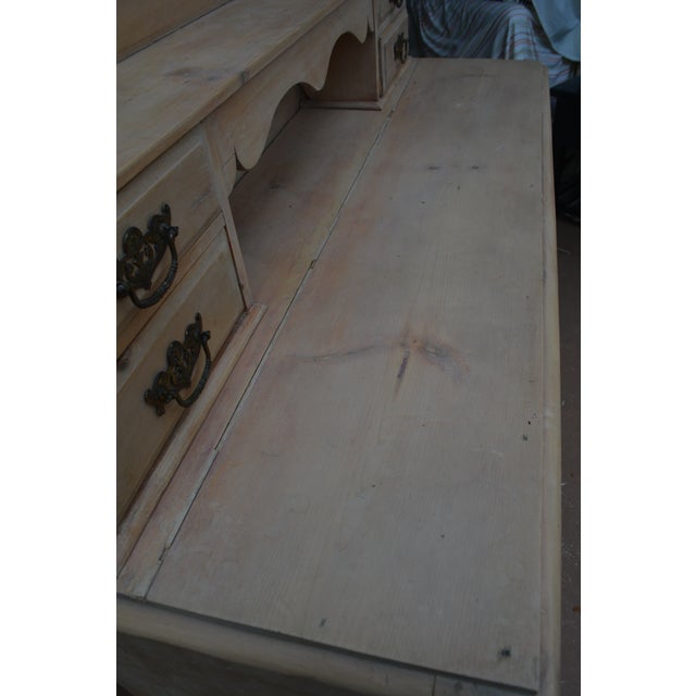 Vintage Washed Rustic Pine Sideboard Credenza / Dresser W/ Arched Top & Drawers For Sale - Image 6 of 17
