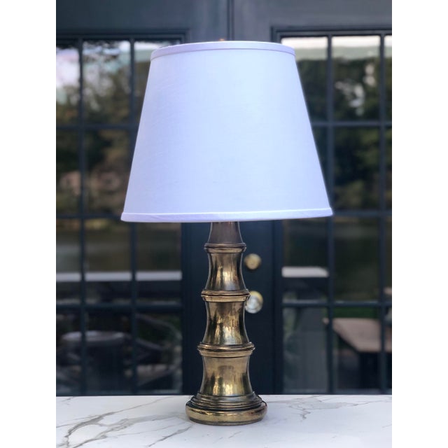 Metal Late 20th Century Stiffel Faux Bamboo Brass Lamp For Sale - Image 7 of 9
