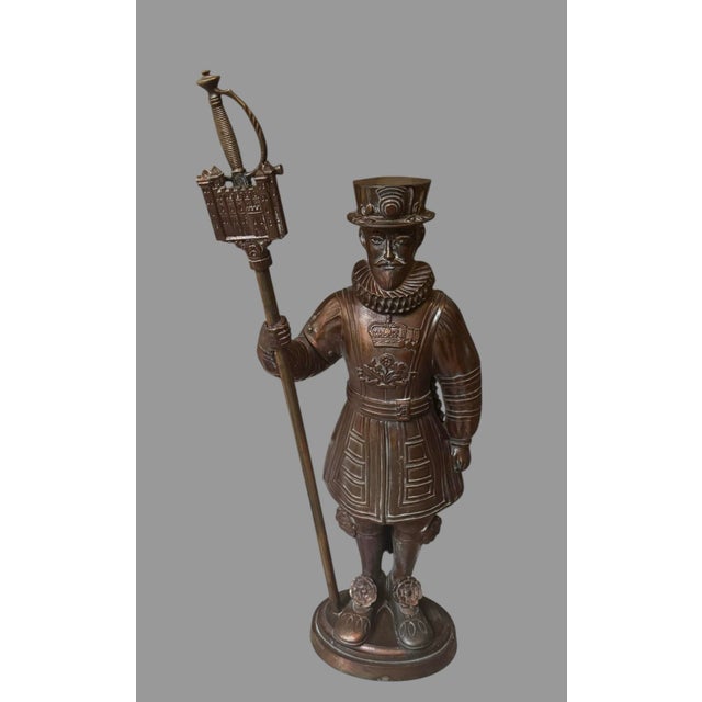 Vintage Beefeater Yeoman Warder Figural Fireplace Tool Set Sword Poker Tongs 30” For Sale - Image 11 of 12