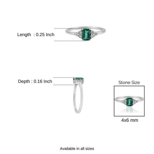 Silvorra Sterling Silver Natural Emerald Ring With Diamond Accents, Size 8.5 For Sale - Image 10 of 12