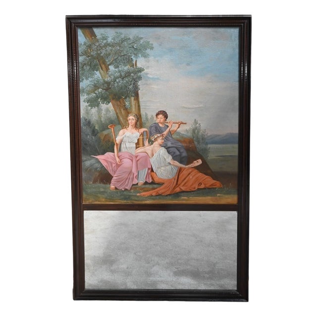 Trumeau Mirror in Gilded Wood, Late 19th Century For Sale