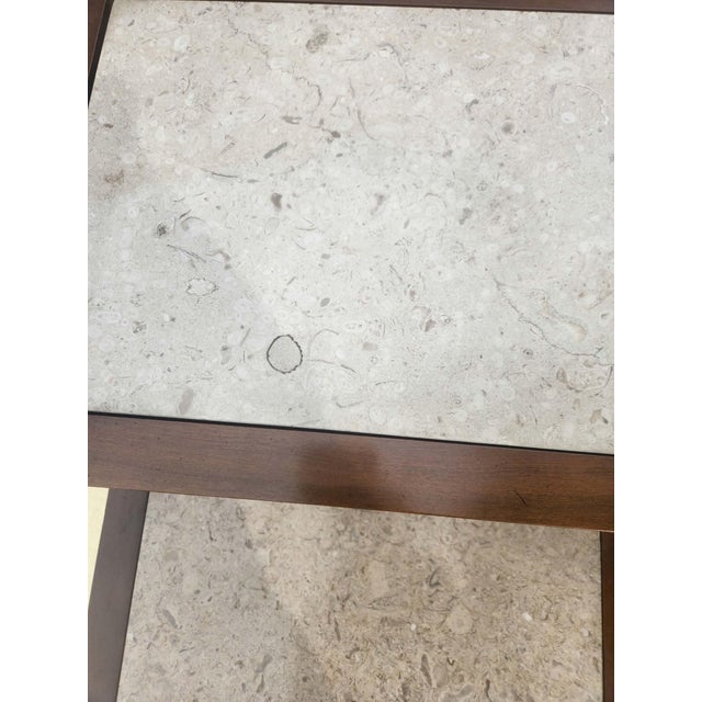 Mid-Century Modern Bassett Walnut/Marble Coffee Table & Step End Table-2 Piece Set For Sale In Greensboro - Image 6 of 12