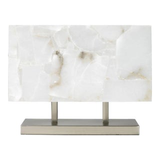Jamie Young Ghost Horizon Table Lamp in Silver, Alabaster Shade For Sale